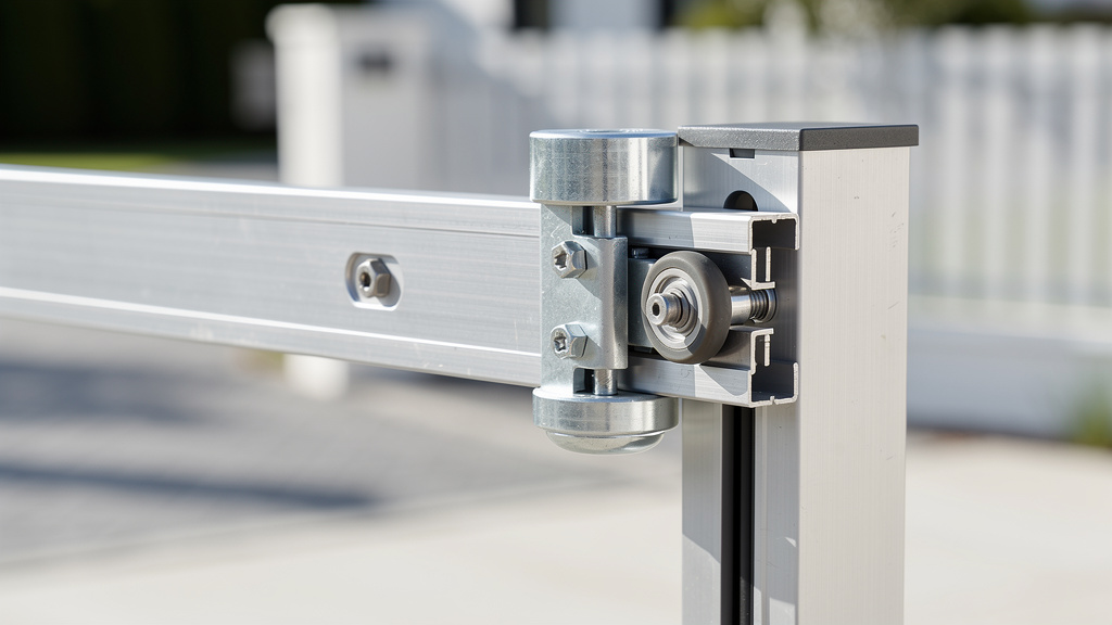 Détail technique d’un portail autoportant aluminium