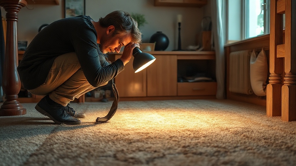 Inspection de tapis avec lampe torche