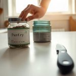 Personne aveugle utilisant une balance parlante en cuisine