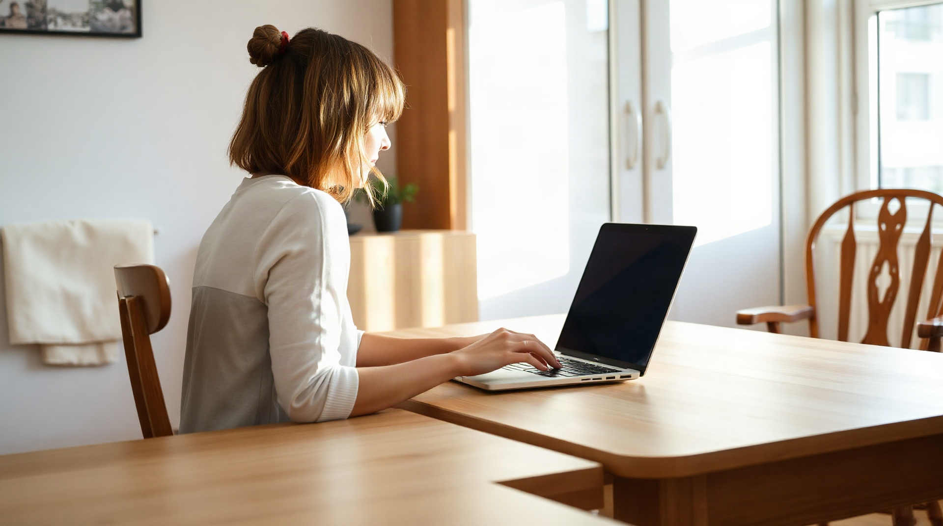 Personne qui consulte des annonces de meubles d'occasion sur un ordinateur