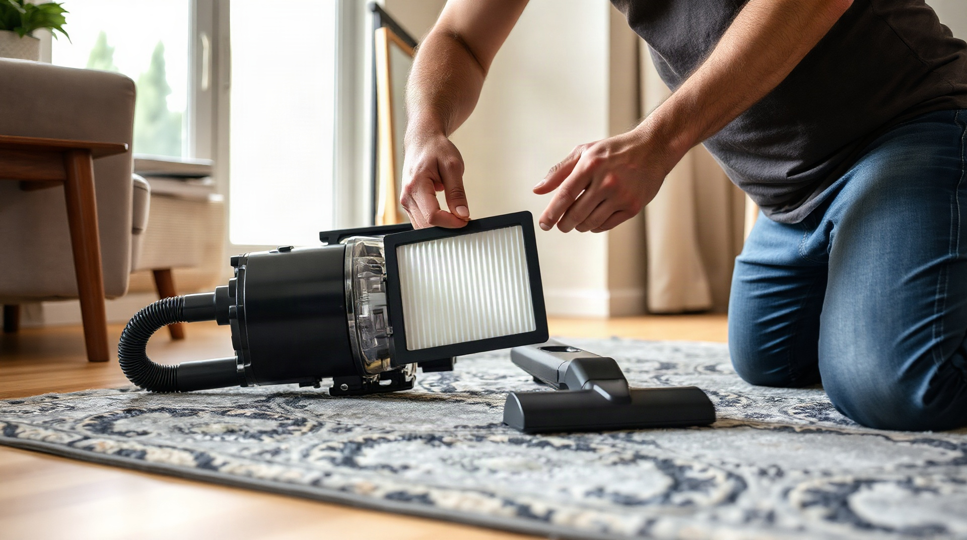 Remplacement d'un filtre HEPA d'aspirateur à domicile